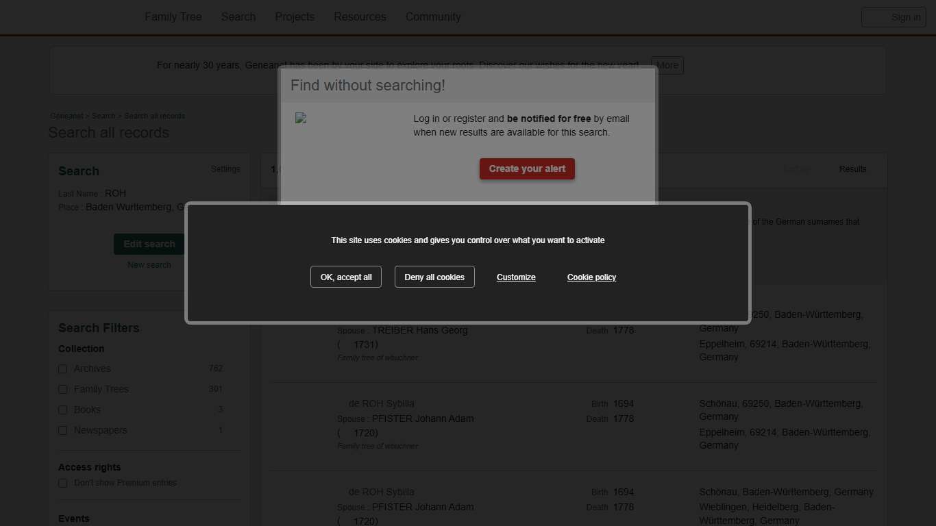 Individual : ROH, Baden Wurttemberg, Germany - Search all records - Geneanet